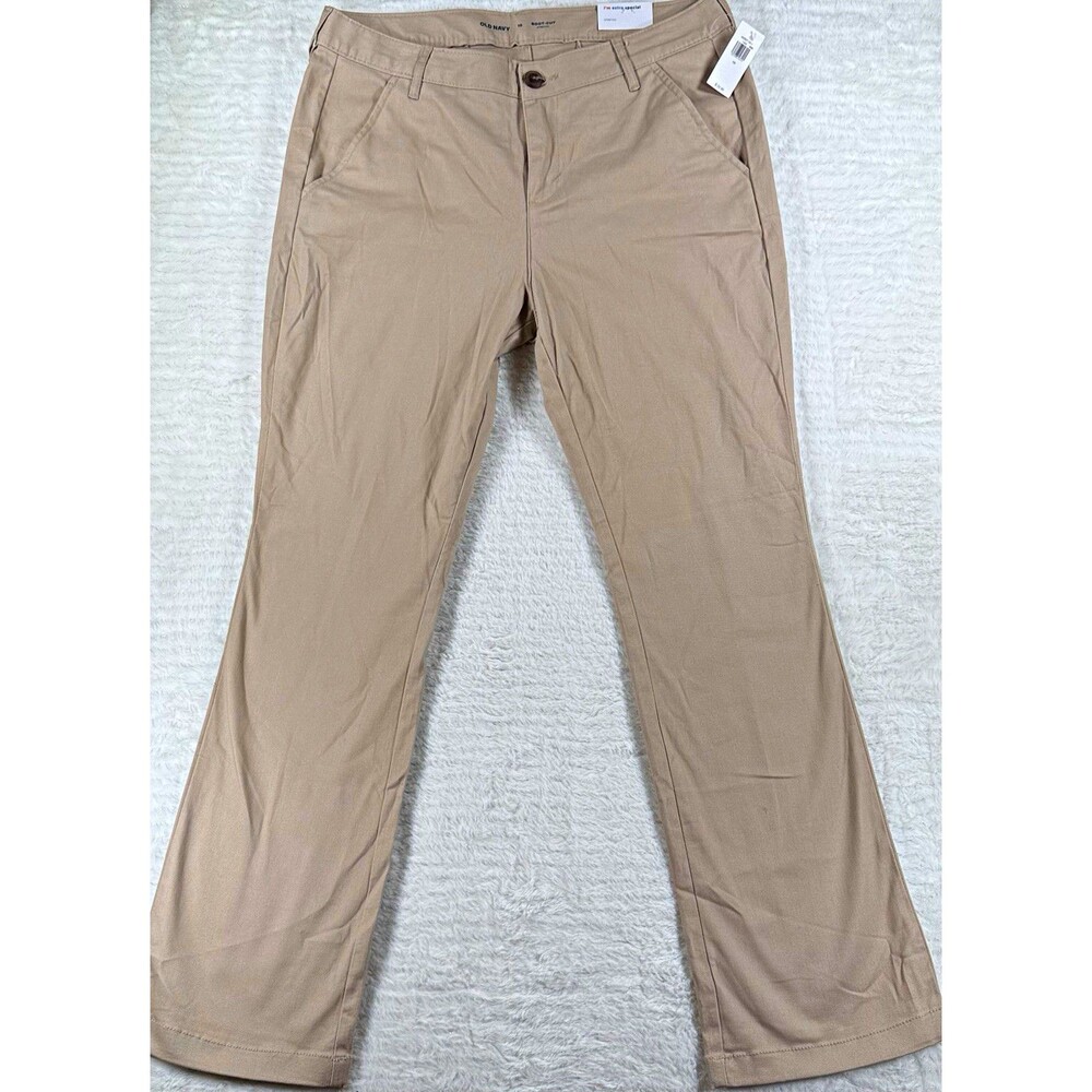 Old Navy Women’s Sz 10 Beige Twill Cotton Stretch Bootcut Chino Pants Pockets